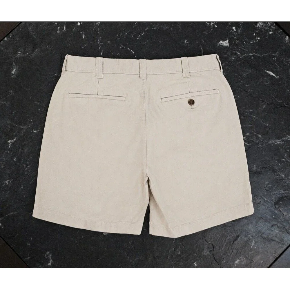 J.Crew Men's Beige Chino Shorts Size 31 Cotton 7 Inch Inseam Stretch Flat Front